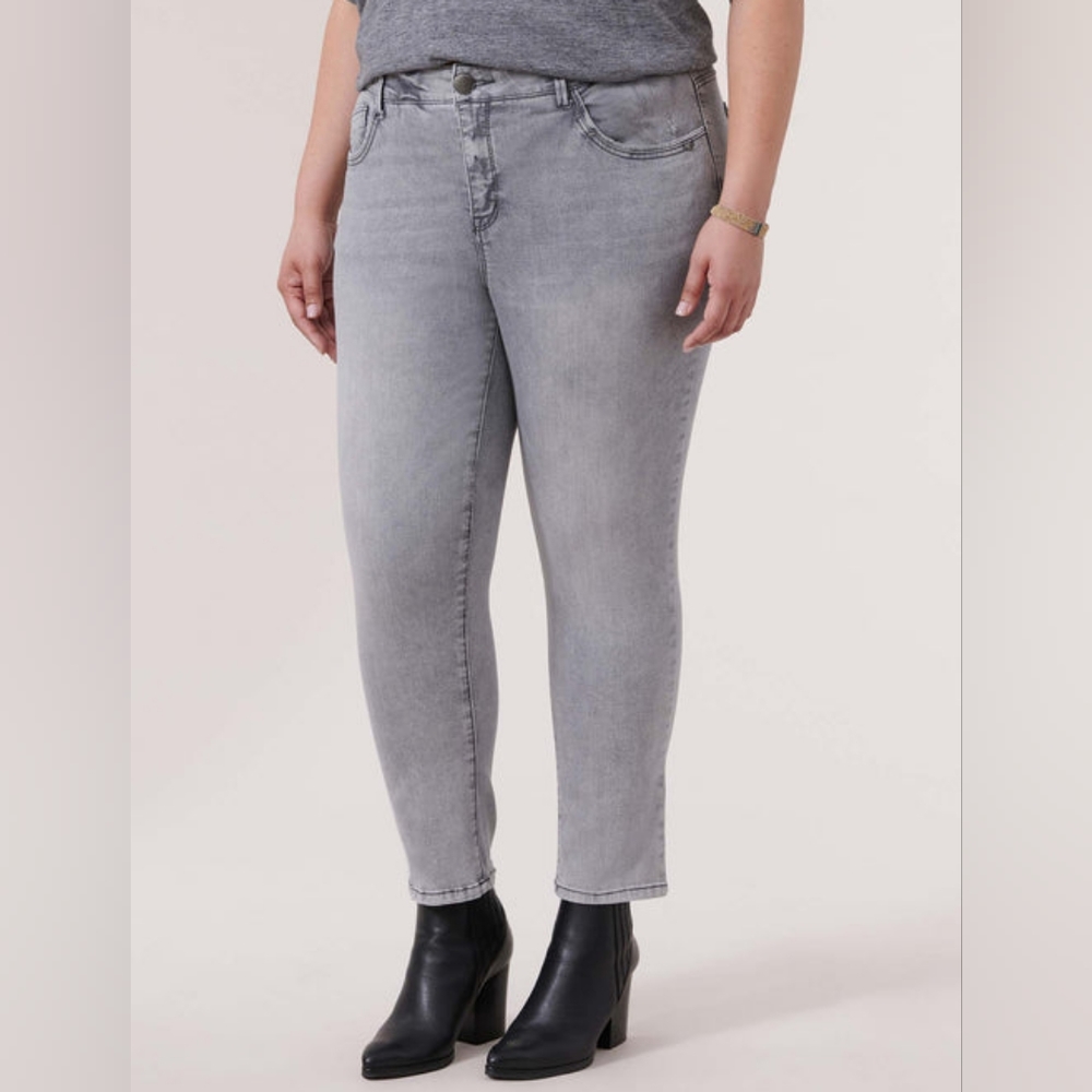 NWT DEMOCRACY AB SOLUTION GREY HIGH RISE VINTAGE SKINNY JEANS W GLITTER STON…